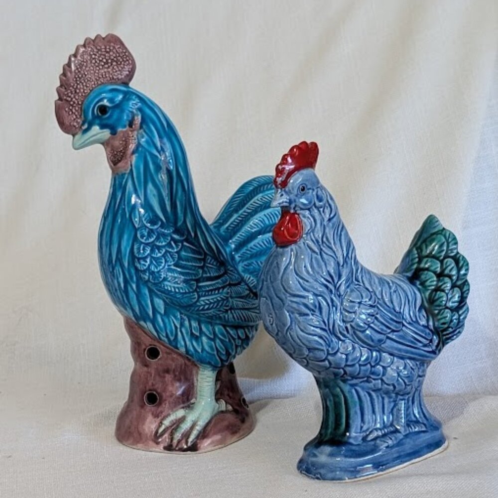 TWO VINTAGE CERAMIC ROOSTERS